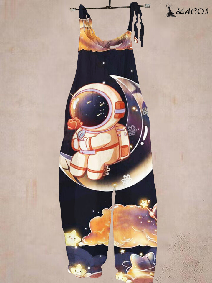 Women's Fantasy Star Astronaut Print Jumpsuit