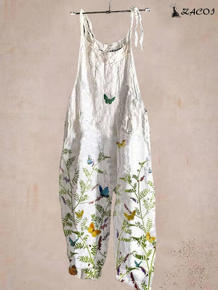 Women's Floral Print Loose Casual Jumpsuit - 11