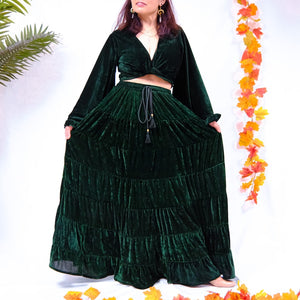 Women's Bohemian Style Velvet Flowy Skirt