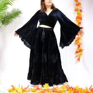 Women's Bohemian Style Velvet Flowy Skirt