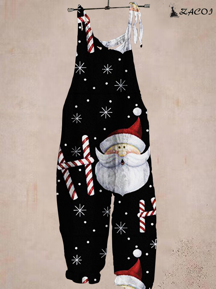 cute cartoon santa print jumpsuit