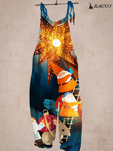 santa print jumpsuit