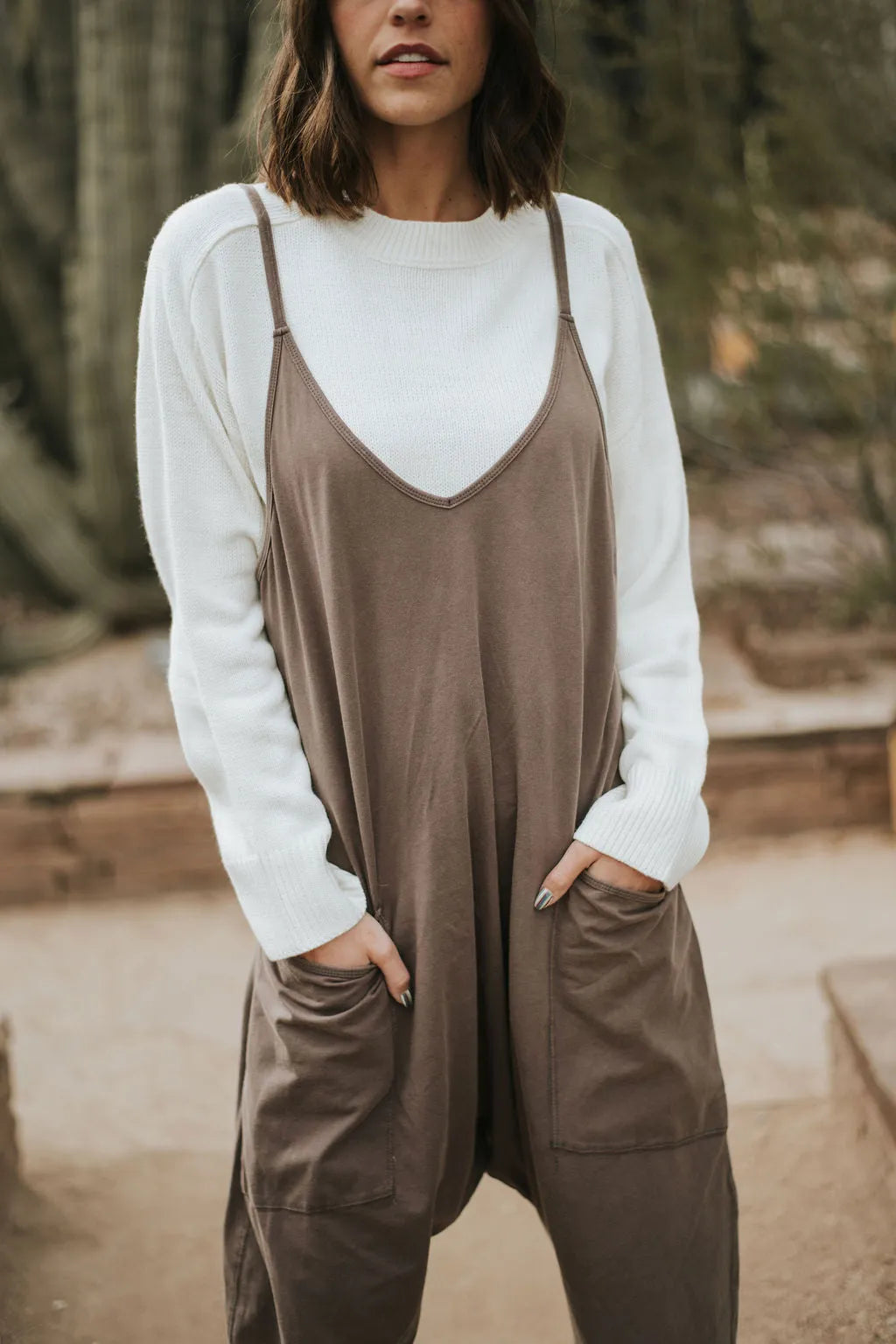 Casual Wide-Leg Simple Solid Color Pocket Jumpsuit