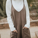 Casual Wide-Leg Simple Solid Color Pocket Jumpsuit