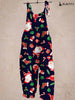 Christmas Print Vintage Casual Jumpsuit