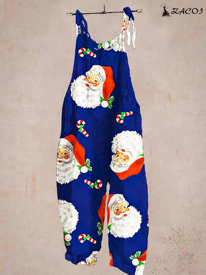 Christmas Blue Santa Casual Jumpsuit