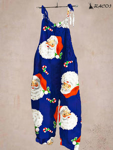 Christmas Blue Santa Casual Jumpsuit