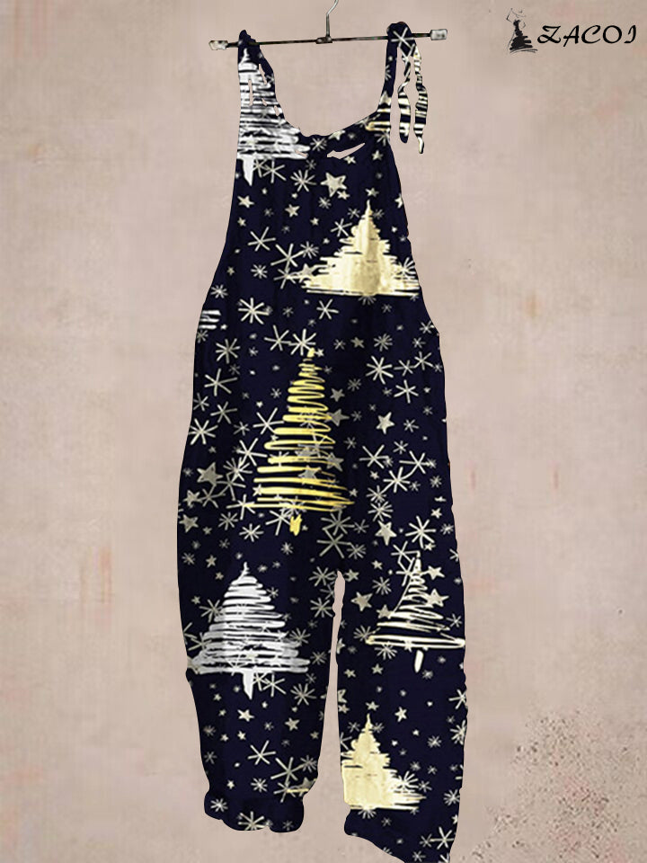 Christmas tree print jumpsuit