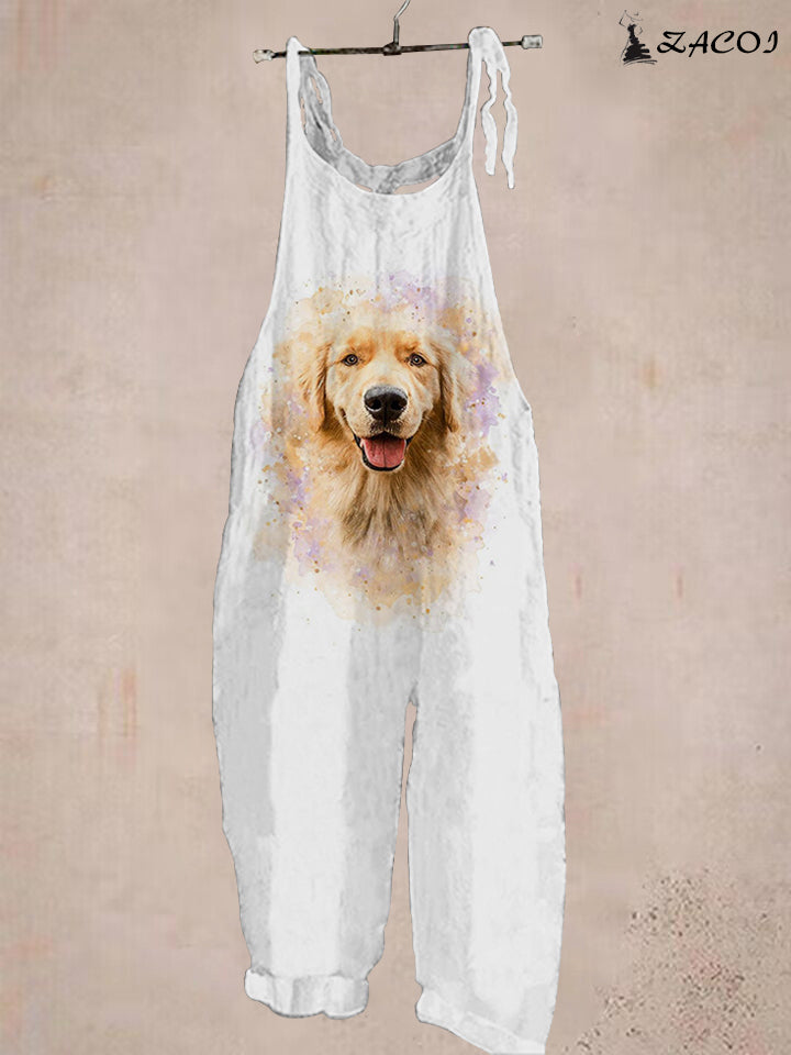 Women's Golden Retriever Print Jumpsuit