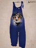 Women's Collie Print Blue Jumpsuit