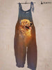 Women's Cute Golden Retriever Print Jumpsuit