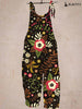 Women's Casual Vintage Floral Print Pocket Jumpsuit