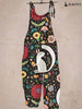 Women's Casual Squirrel Print Pocket Jumpsuit