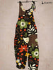 Ladies Casual Hedgehog Print Pocket Jumpsuit