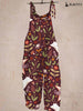 Ladies Casual Floral Print Pocket Jumpsuit