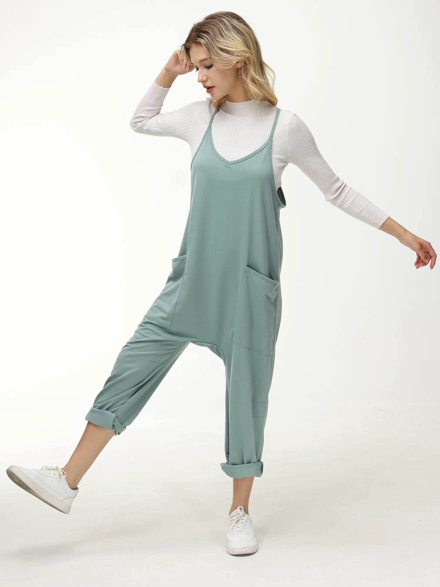 Casual Wide-Leg Simple Solid Color Pocket Jumpsuit