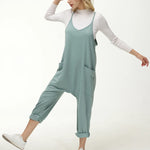 Casual Wide-Leg Simple Solid Color Pocket Jumpsuit