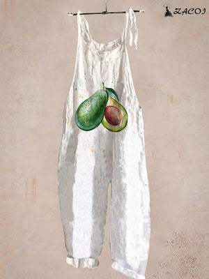Cute Avocado Loose Casual Jumpsuit