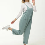 Casual Wide-Leg Simple Solid Color Pocket Jumpsuit