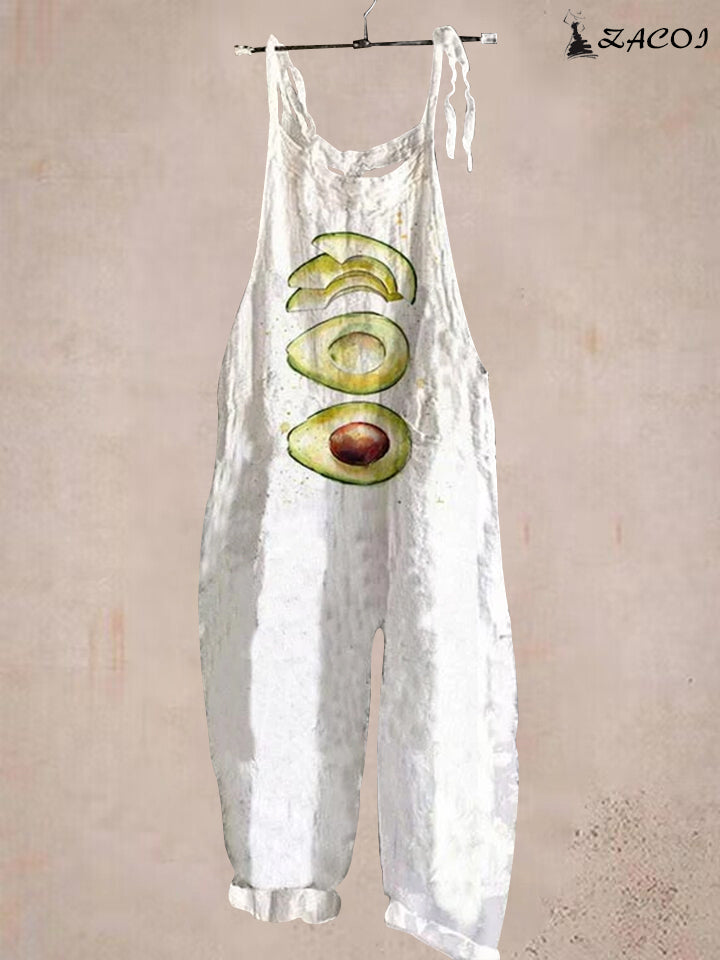 Cute Avocado Loose Casual Jumpsuit