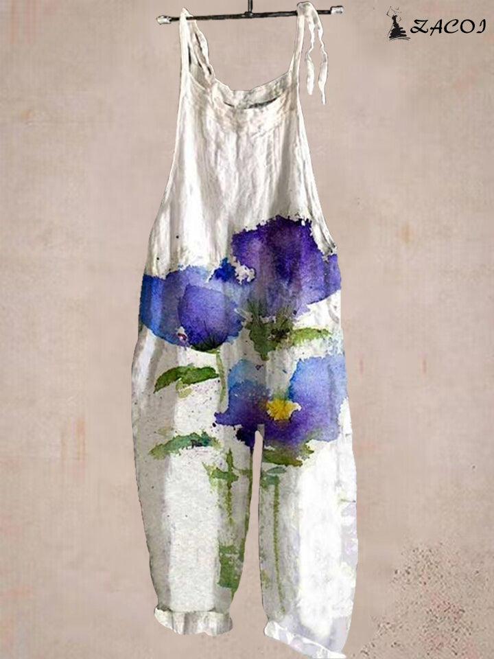Retro casual floral print Jumpsuit