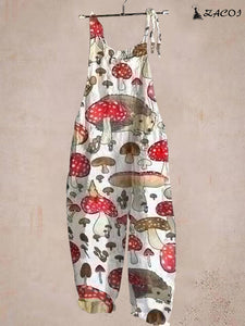 Women's Floral Hedgehog Print Loose Casual Jumpsuit