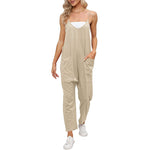 Casual Wide-Leg Simple Solid Color Pocket Jumpsuit
