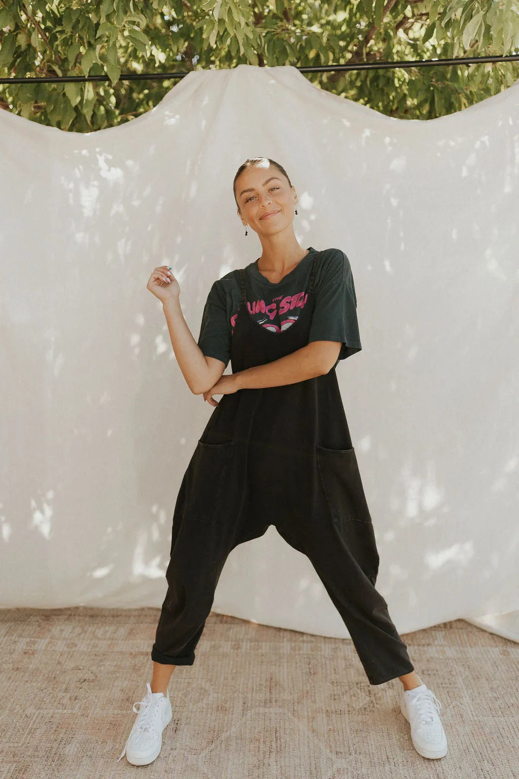 Casual Wide-Leg Simple Solid Color Pocket Jumpsuit