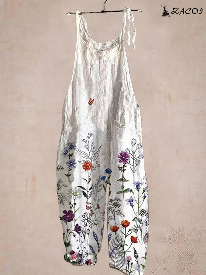 Women's Floral Print Loose Casual Jumpsuit - 12