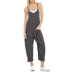 Casual Wide-Leg Simple Solid Color Pocket Jumpsuit