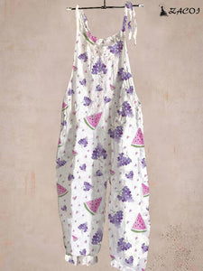 Cute Watermelon Grape Loose Casual Jumpsuit