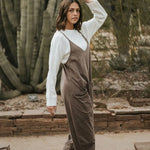 Casual Wide-Leg Simple Solid Color Pocket Jumpsuit
