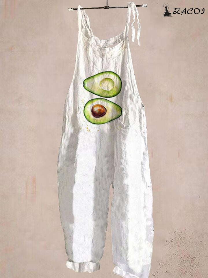Cute Avocado Loose Casual Jumpsuit