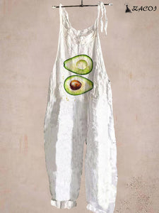 Cute Avocado Loose Casual Jumpsuit