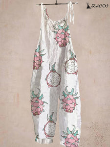 Cute Dragon Fruit Loose Casual Jumpsuit