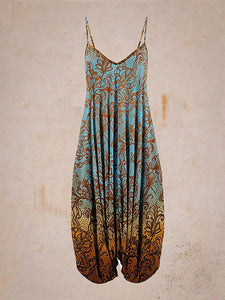 Ladies creative gradient print sleeveless harem jumpsuit