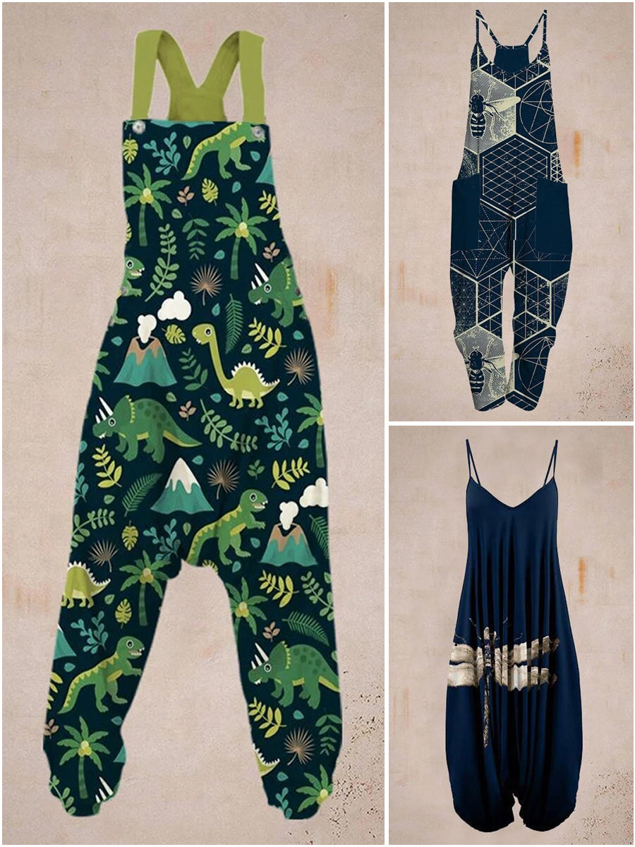 Set of 3 Women's Fashion Sleeveless Harem Jumpsuit - E