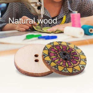 50Pcs 25mm Multi-Color Wooden Buttons Round Sewing Buttons for DIY Craft Bag Hat Clothes Decoration