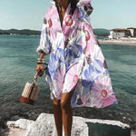 Printed Beach Vacation Blouse -4