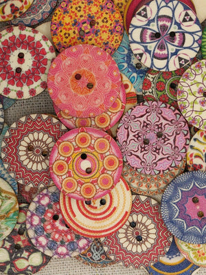 50Pcs 25mm Multi-Color Wooden Buttons Round Sewing Buttons for DIY Craft Bag Hat Clothes Decoration