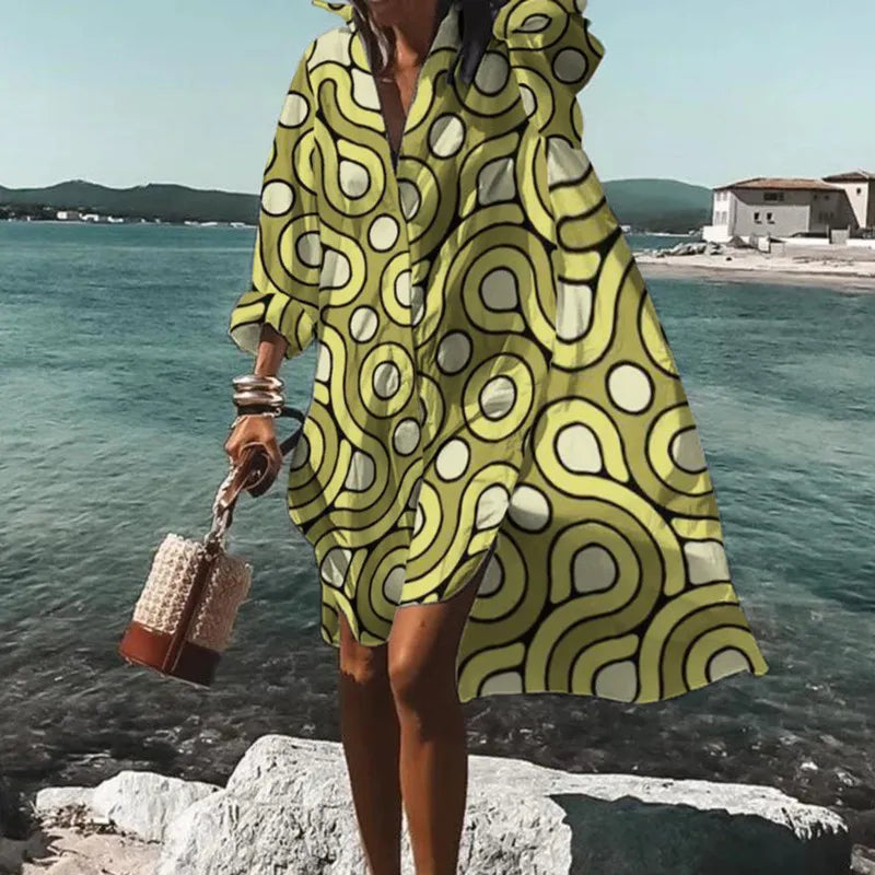 Printed Beach Vacation Blouse -3