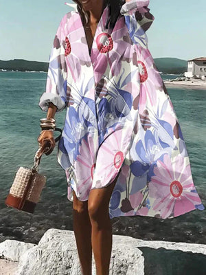Printed Beach Vacation Blouse -4