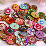 50Pcs 25mm Multi-Color Wooden Buttons Round Sewing Buttons for DIY Craft Bag Hat Clothes Decoration