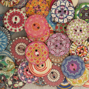 50Pcs 25mm Multi-Color Wooden Buttons Round Sewing Buttons for DIY Craft Bag Hat Clothes Decoration