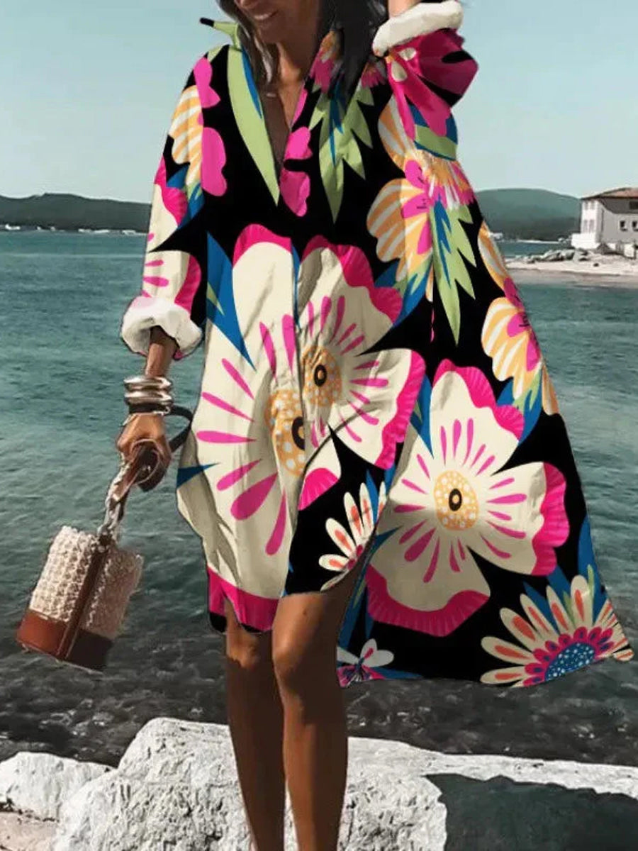 Printed Beach Vacation Blouse -6
