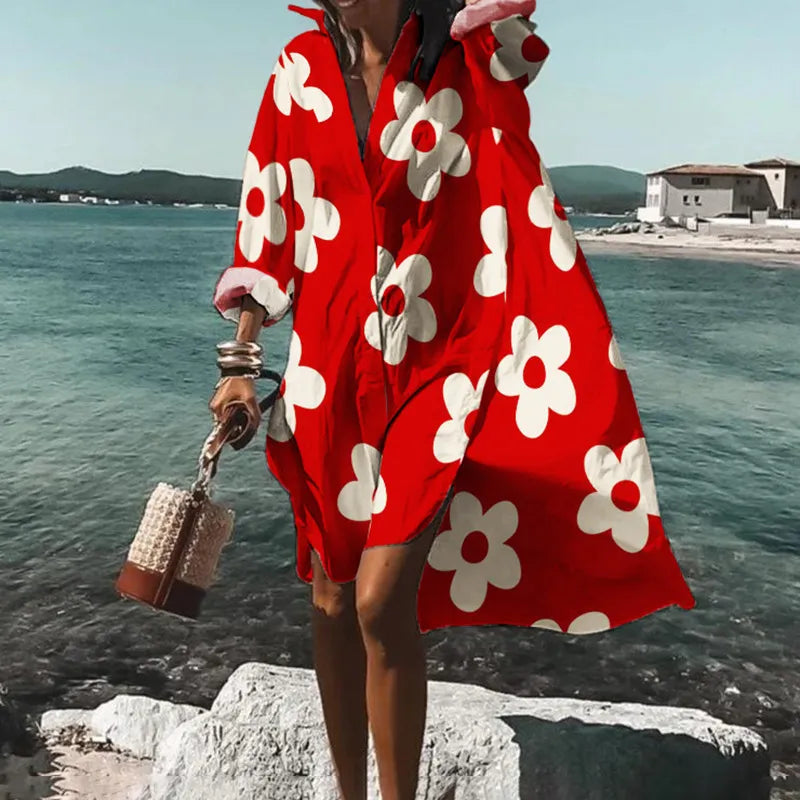 Printed Beach Vacation Blouse -18