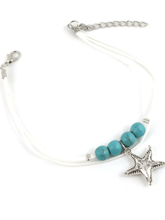 Boho Fashion Turquoise Starfish Pendant Anklet