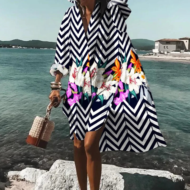 Printed Beach Vacation Blouse