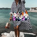 Printed Beach Vacation Blouse
