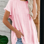 COTTON SOLID SHORT SLEEVE SHIRTS & TOPS
